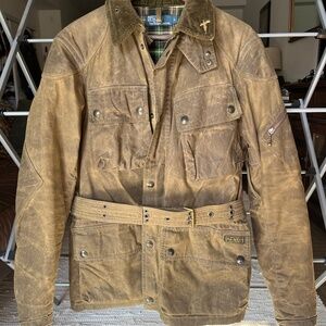 Polo Ralph Lauren Iconic Oilcloth Cylinder Biker Waxed Jacket Brown Men's Small